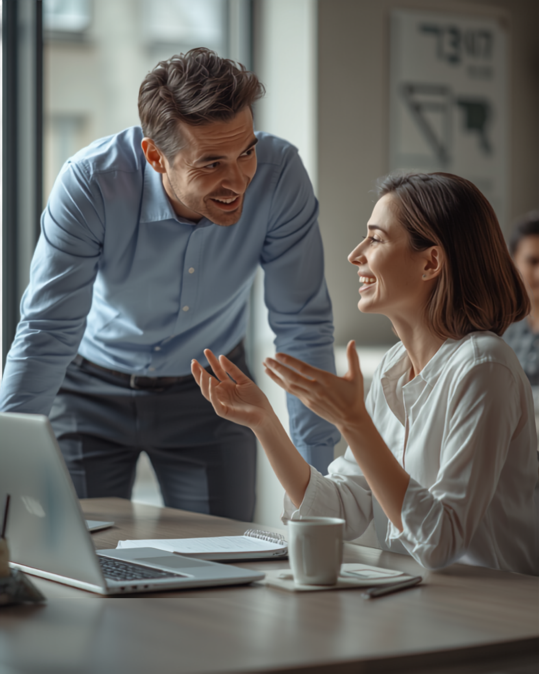 Manager and employee in a focused one-on-one meeting